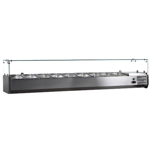 Omcan RS-CN-0004-P (46680) 79" Refrigerated Topping Rail With Glass Sneeze Guard