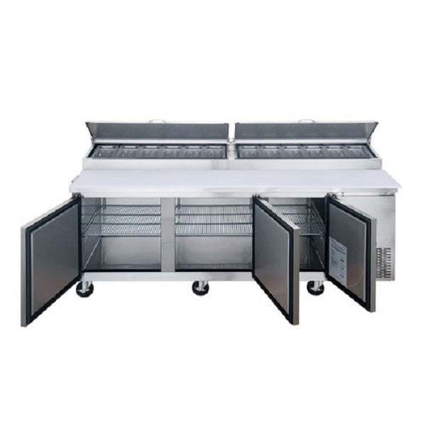 Dukers DPP90 90 3/8"W Three Door Pizza Prep Refrigerator - 24.89 Cu. Ft. FREE SHIPPING!