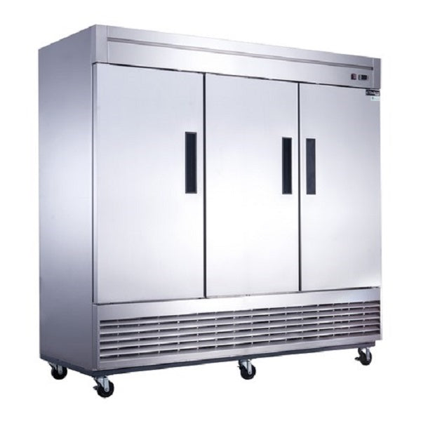 Dukers D83F  82-5/8"W 3 Door Stainless Steel Bottom Mount Reach In Freezer - 64.80 Cu. Ft FREE SHIPPING!