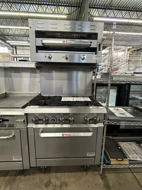 MVP Group Ikon IR-6-36 36" Gas Restaurant Range with 36" Ikon IRSB-36 Salamander