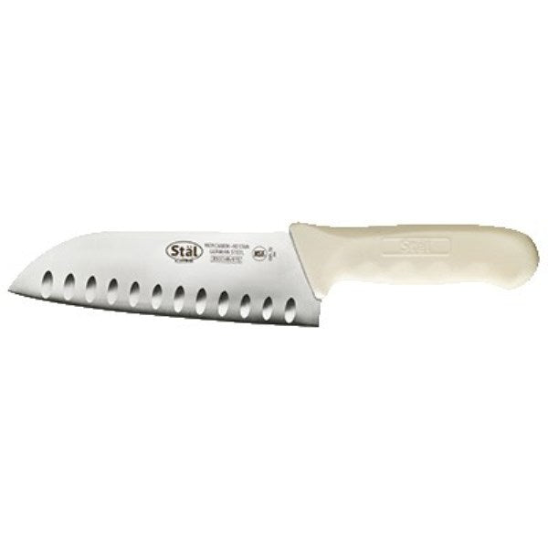 Winco KWP-70 Santoku Knife with 7" Blade and White Handle