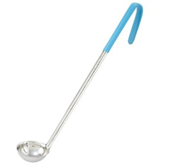 Winco LDC-05 1/2 oz. Stainless Steel Ladle with Teal Hande