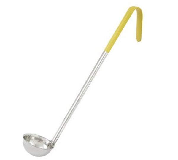 Winco LDC-1 1 oz. Stainless Steel Ladle with Yellow Handle