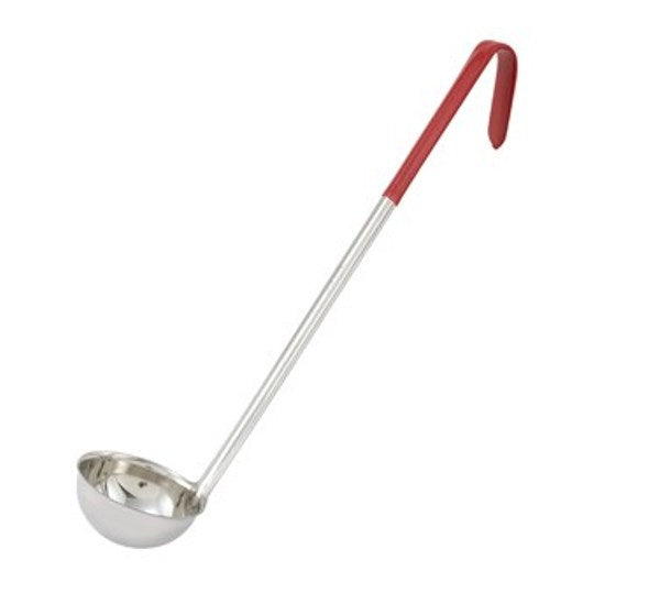 Winco LDC-2 2oz Stainless Steel Ladle wtih Red Handle