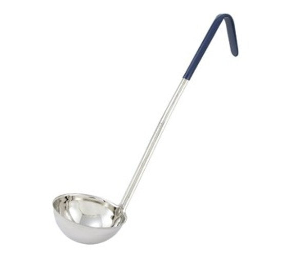 Winco LDC-8 8oz Stainless Steel Ladle with Blue Handle