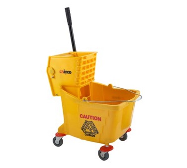 Winco MPB-36 36qt Yellow Mop Bucket with Wringer