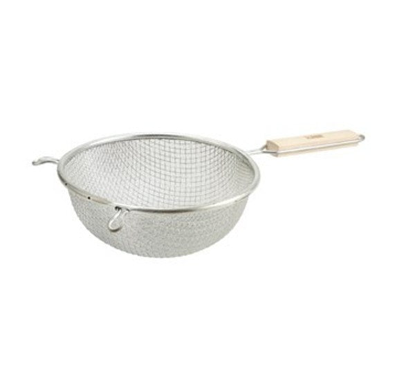 Winco MST-8D 8" Diameter Medium Double Mesh Tin Strainer
