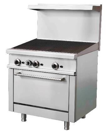 Kona NJR-36C-36 36" Gas Restaurant Range with 36" Charbroiler and 1 Oven