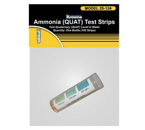 Krowne Metal P25-124 Quarternary Ammonium Chloride (QAC) Test Strips with Header