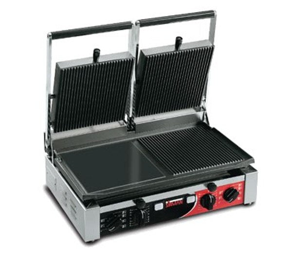 Sirman 34A3631105SI PD M Cast Iron Double Press Sandwich/Panini Grill with Grooved Top and One Grooved and One Flat Bottom Plates