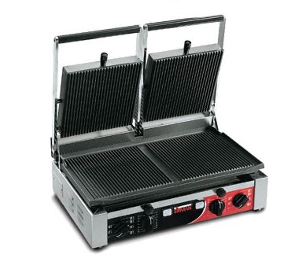 Sirman 34A3331105SI PD R Cast Iron Double Press Sandwich/Panini Grill with  Grooved Top and Bottom Plates