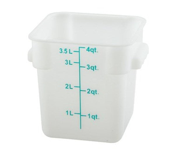 Winco PESC-4 4 Quart White Square Storage Container
