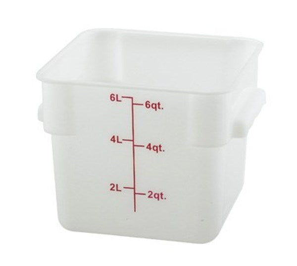 Winco PESC-6 6 Quart White Square Storage Container