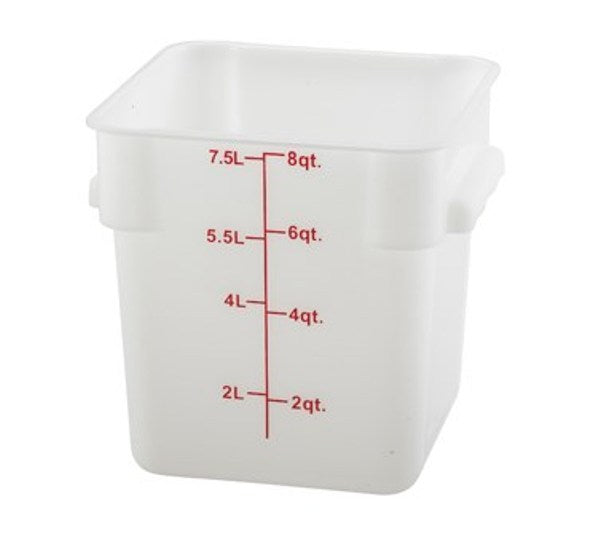 Winco PESC-8 8 Quart White Square Storage Container