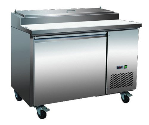 Serv-Ware PP44-6-HC 44"W One Door Pizza Prep Refrigerator With Overshelf