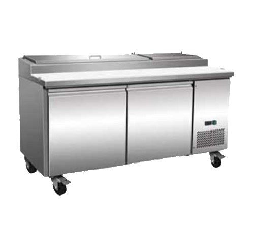 Serv-Ware PP71-9-HC 71"W Two Door Pizza Prep Refrigerator With Overshelf