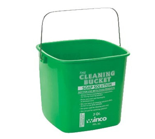 Winco PPL-3G 3 Quart Green Cleaning Bucket for Soap Solution