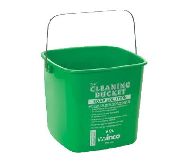 Winco PPL-6G 6 Quart Green Cleaning Bucket for Soap Solution