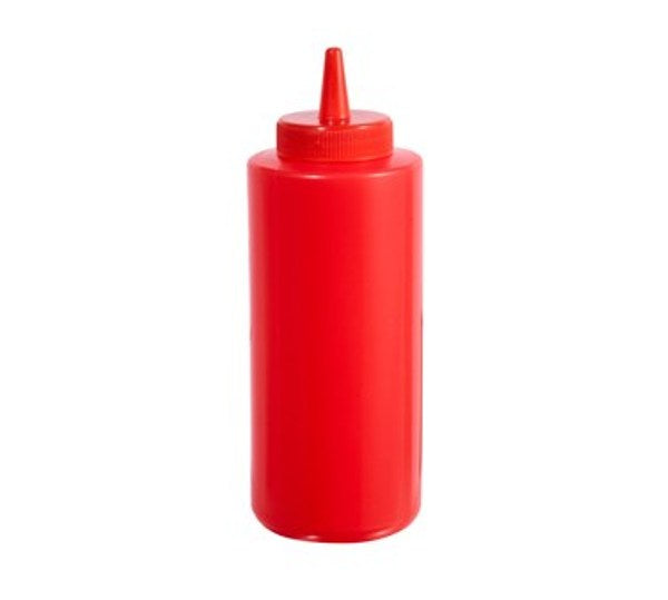 Winco PSB-12R Six Pack of 12oz Red Squeeze Bottles