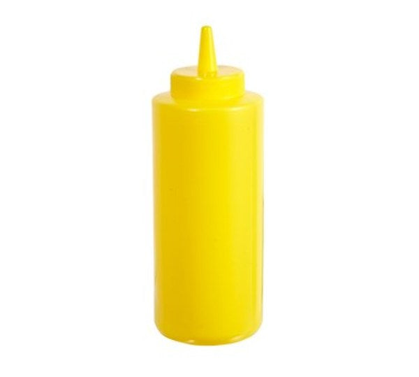 Winco PSB-12Y Six Pack of 12oz Yellow Squeeze Bottles