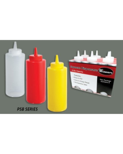 Winco PSB-24C 6 Pack of 24oz. Clear Plastic Squeeze Bottle