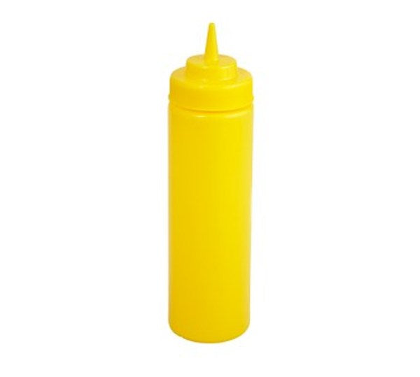 Winco PSW-12Y 6 Pack of 12oz Yellow Wide Mouth Plastic Squeeze Bottle