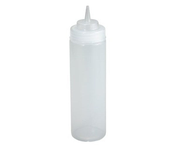 Winco PSW-24 6 Pack of 24oz Clear Wide Mouth Plastic Squeeze Bottle