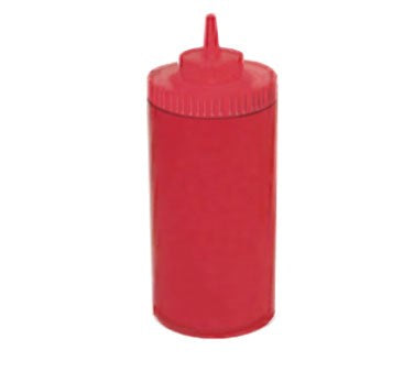 Winco PSW-32R 6 Pack of 32oz Red Wide Mouth Plastic Squeeze Bottle