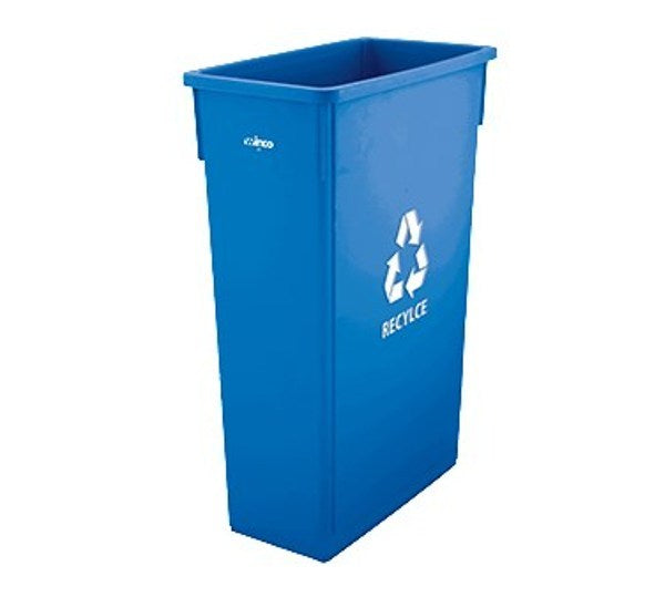 Winco PTC-23L 23 Gallon Blue "Recycle" Slender Trash Can