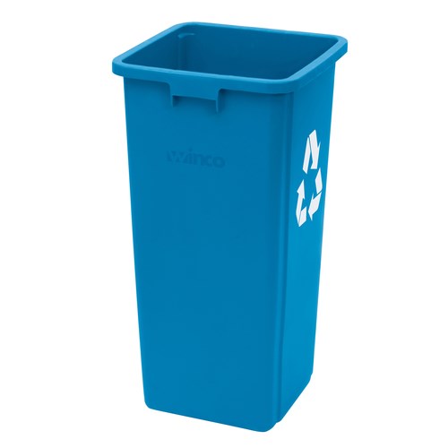 Winco PTCS-23L 23 Gallon Blue Tall Square Recycle Can
