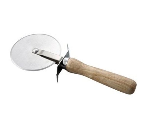 Winco PWC-4 4" Pizza Cutter with Wooden Handle