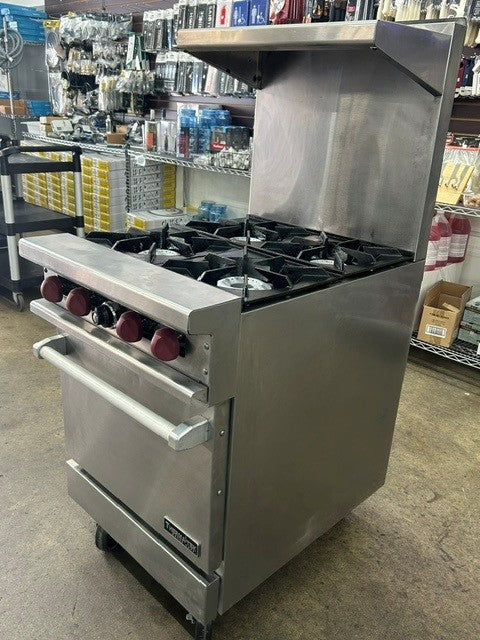THERMA-TEK TMD24-4-1 24" Natural Gas Range with 4 Burners and Space Saver Oven, 147000 BTU  - (USED UNIT)