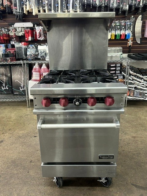 THERMA-TEK TMD24-4-1 24" Natural Gas Range with 4 Burners and Space Saver Oven, 147000 BTU  - (USED UNIT)