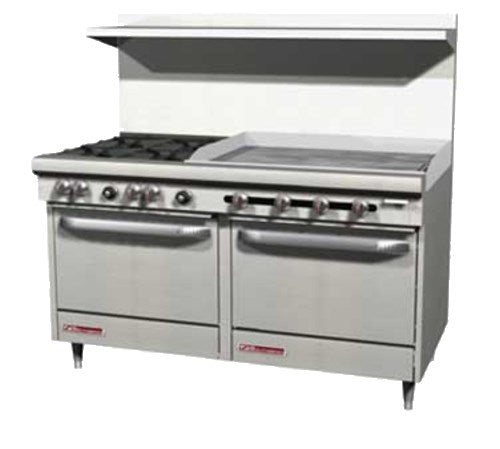 Southbend S60DD-2GR S-Series Restaurant Range 60"W 6 Burner Gas Range with Two Standard Ovens and 24" Griddle