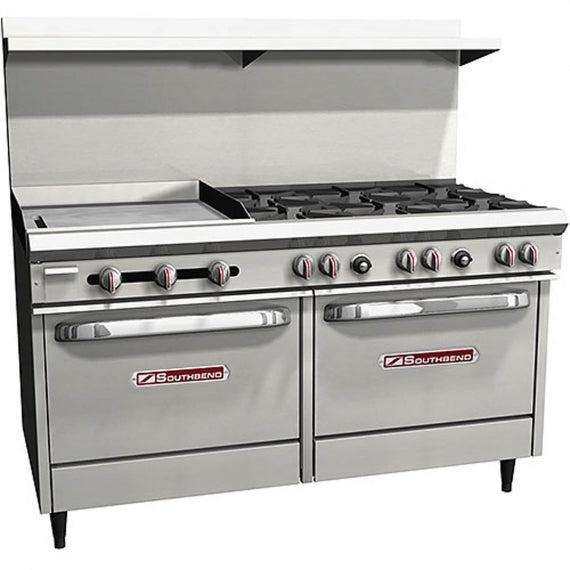 Southbend S60DD-2GL S-Series Restaurant Range 60"W 6 Burner Gas Range with Two Standard Ovens and 24" Griddle
