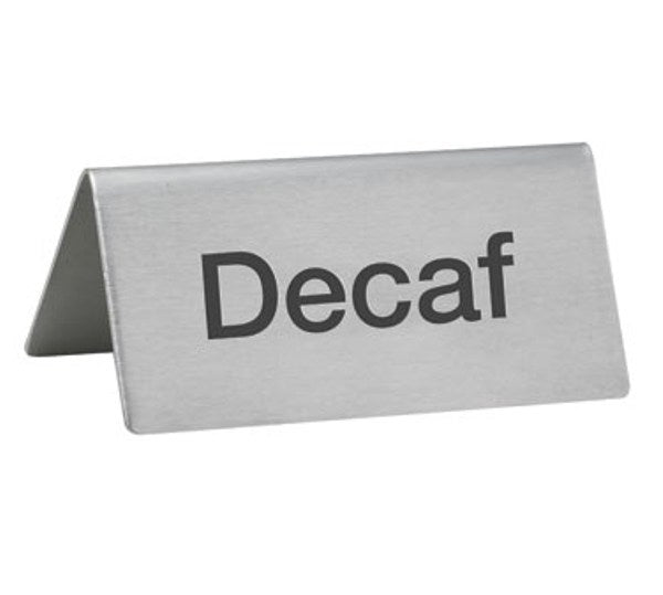 Winco SGN-102 Stainless Steel "Decaf" Tent Sign