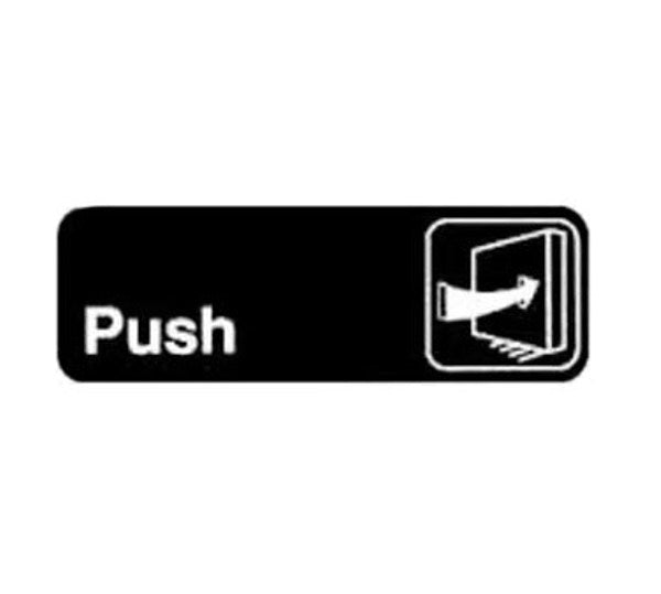 Winco SGN-301 3" x 9" Black "PUSH" Sign