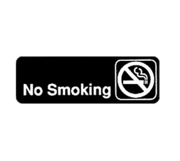 Winco SGN-310 3"x 9" Black "No Smoking" Information Sign