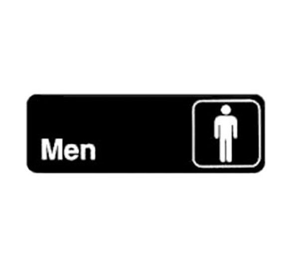 Winco SGN-311 3"x 9" Black "MEN" Information Sign