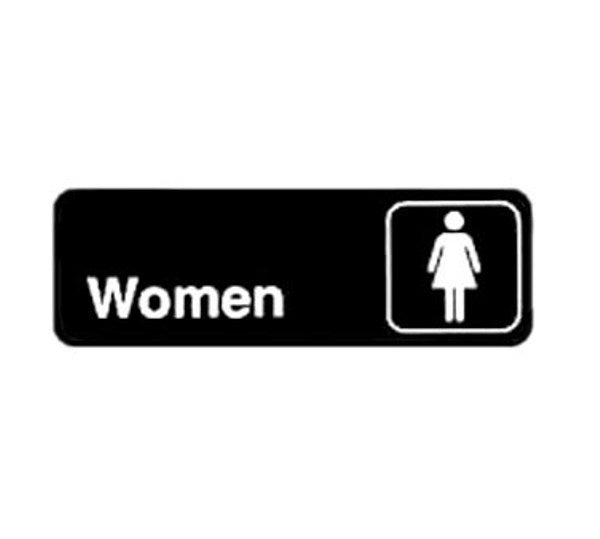 Winco SGN-312 3" x 9" Black "WOMEN" Sign