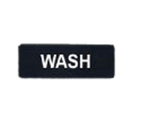 Winco SGN-318 3" x 9" Black "WASH" Sign