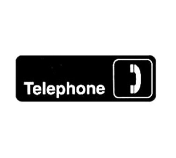 Winco SGN-325 3" x 9" Black "Telephone" Sign