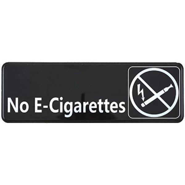 Winco SGN-334 3" x 9" Black "NO E-CIGARETTES" Sign