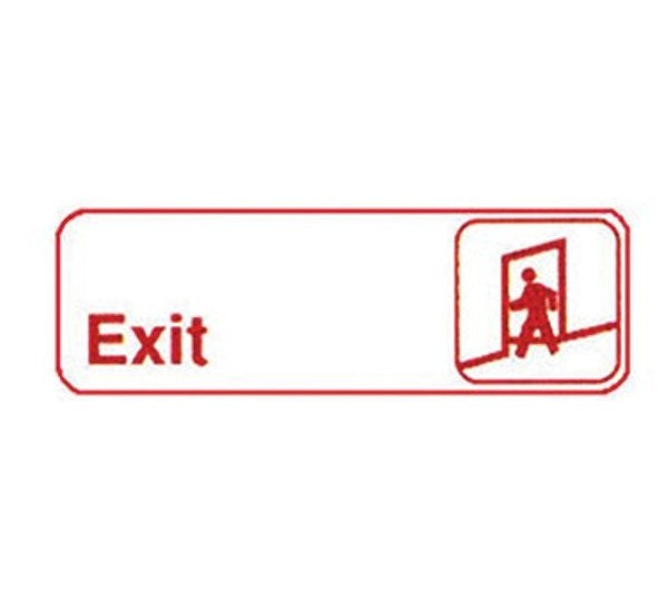 Winco SGN-381W 3" x 9" White "EXIT" Sign