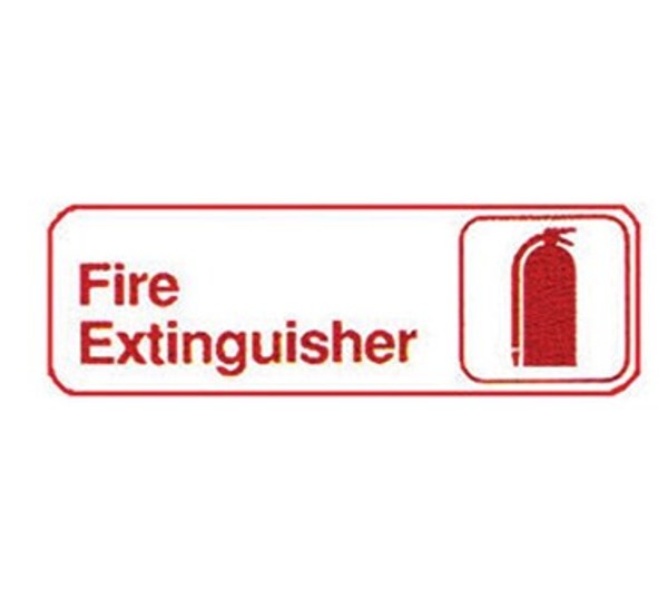 Winco SGN-382W 3" x 9" White "FIRE EXTINGUISHER" Sign