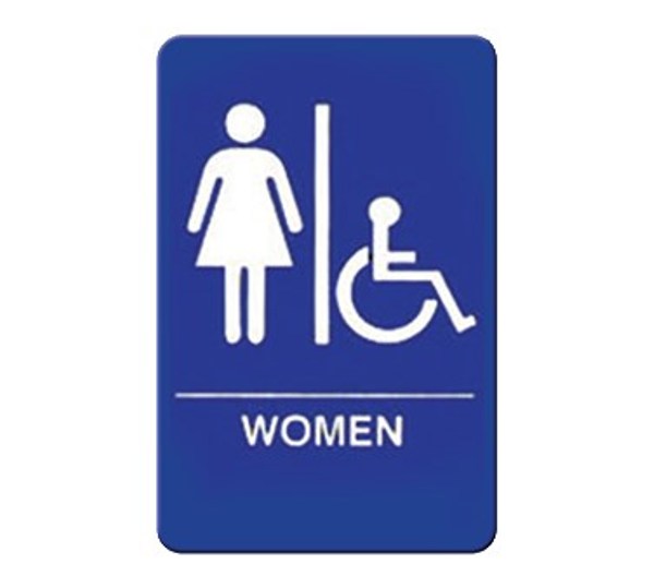 Winco SGN-651B  6" x 9" Blue "WOMEN/ACCESSIBLE" Sign