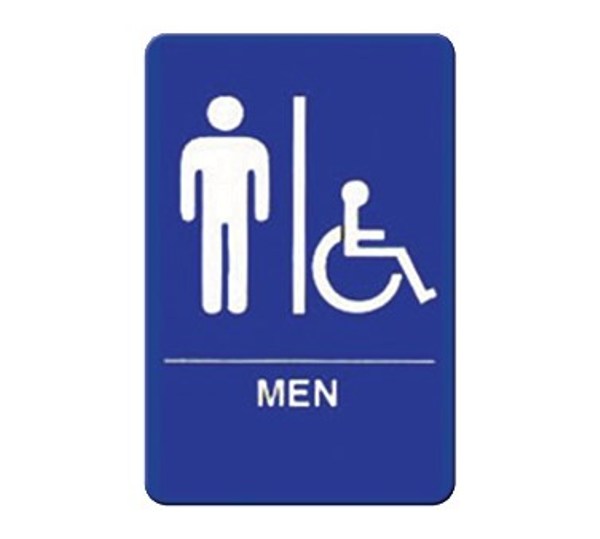 Winco SGN-652B 6" x 9" Blue "MEN/ACCESSIBLE" Sign