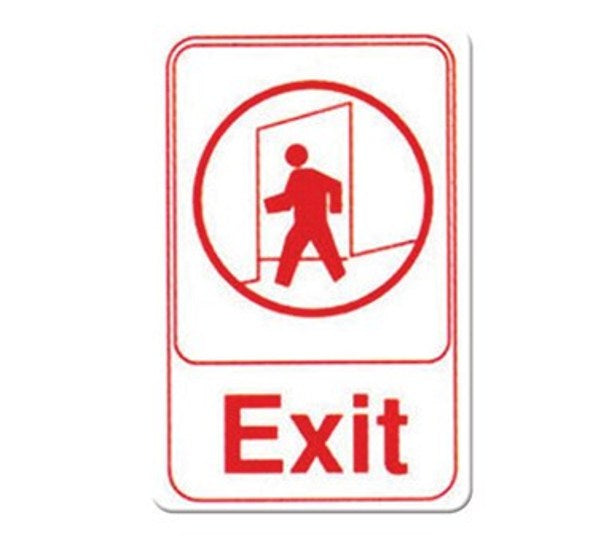Winco SGN-681W 6" x 9" White "EXIT" Sign