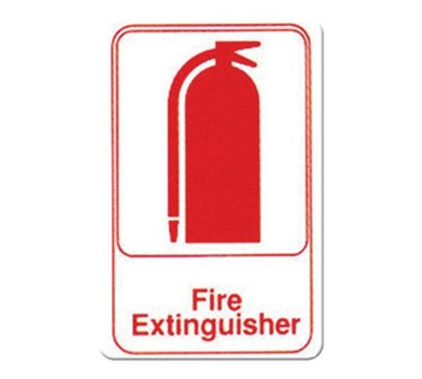 Winco SGN-682W 6" x 9" White "FIRE EXTINGUISHER" Sign