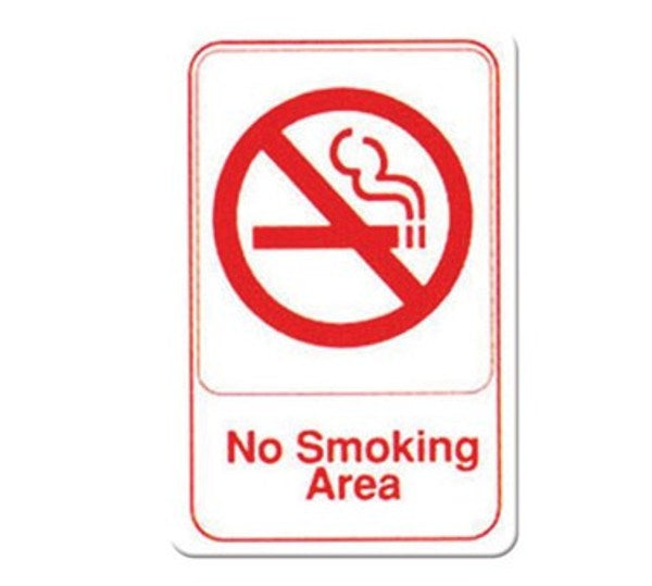 Winco SGN-684W 6" x 9" White "NO SMOKING AREA" Sign